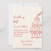 Handgezeichneter Champagnerturm 40. Geburtstag Einladung (Vorderseite)