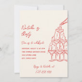 Handgezeichneter Champagnerturm Dreißiger Spaß Geb Einladung (Vorderseite)