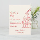 Handgezeichneter Champagnerturm Dreißiger Spaß Geb Einladung (Stehend Vorderseite)