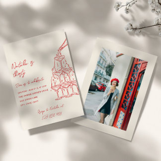 Handgezeichneter Champagnerturm Dreißigjähriges Fo Einladung