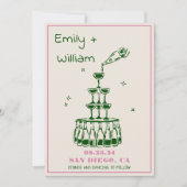 Handgezeichneter Champagnerturm Einladung zur Hoch (Vorderseite)