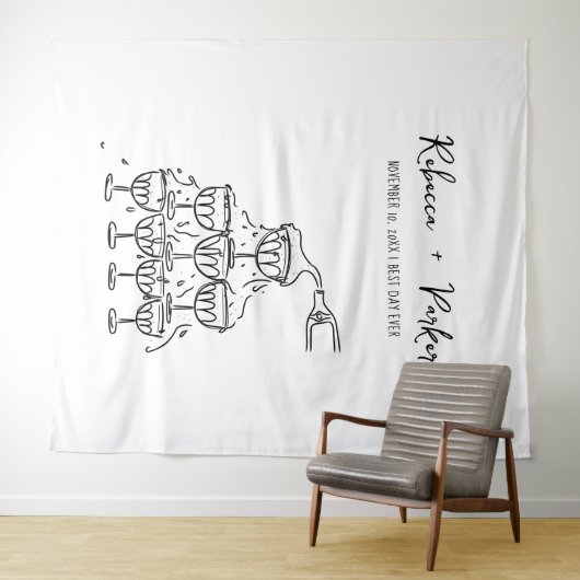 Handgezeichneter Champagnerturm Foto Wandteppich (Beispiel (Horizontal))