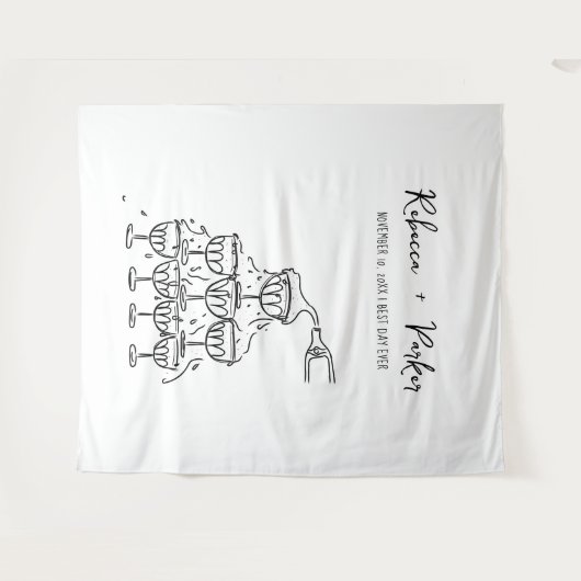 Handgezeichneter Champagnerturm Foto Wandteppich (Vorderseite (Horizontal))