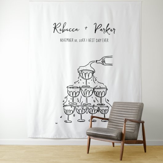 Handgezeichneter Champagnerturm Foto Wandteppich (Beispiel)