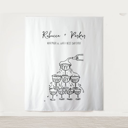 Handgezeichneter Champagnerturm Foto Wandteppich (Vorderseite)