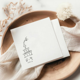 Handgezeichneter Champagnerturm Wedkin Napkin Serviette