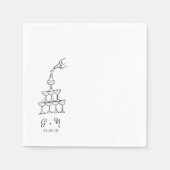 Handgezeichneter Champagnerturm Wedkin Napkin Serviette (Vorderseite)