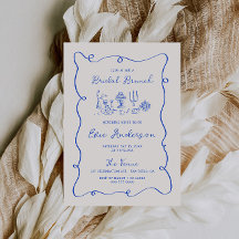 Handgezeichneter Cobalt Blue Bridal Brunch