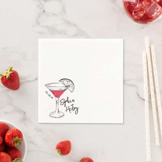 Handgezeichneter Cosmopolitan Cocktail Serviette (Beispiel)