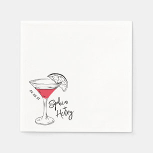 Handgezeichneter Cosmopolitan Cocktail Serviette
