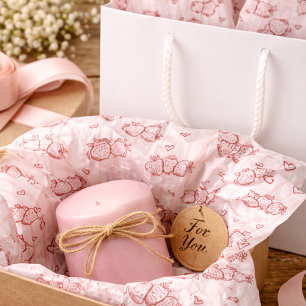 Handgezeichneter Cottagecore Rosa Streifen Erdbeer Seidenpapier