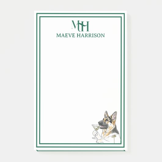 Handgezeichneter deutscher Schäferhund Post-it Klebezettel (Vorderseite)