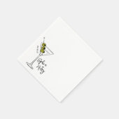 Handgezeichneter Dirty Martini-Cocktail Serviette (Ecke)