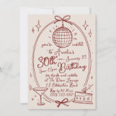 Handgezeichneter Disco-Ball Geburtstag Einladung (Vorderseite)