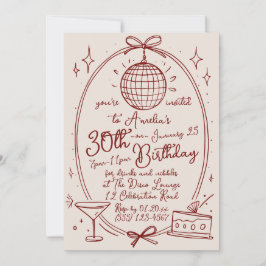 Handgezeichneter Disco-Ball Geburtstag Einladung