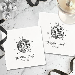 Handgezeichneter Disco Ball Neujahr Serviette