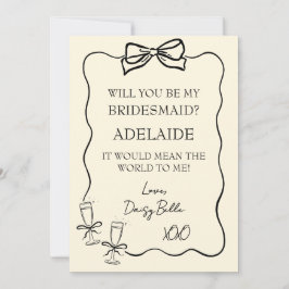 Handgezeichneter Doodle Bridesmaid Vorschlag gelb Einladung
