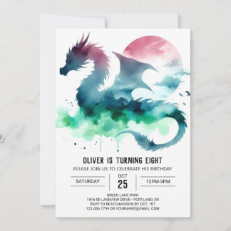 Handgezeichneter Drache Geburtstag Einladung