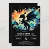 Handgezeichneter Drache Geburtstag Einladung (Vorne/Hinten)