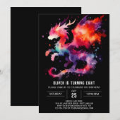 Handgezeichneter Drache Geburtstag individuell anp Einladung (Vorne/Hinten)