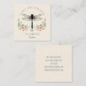 Handgezeichneter Dragonfly Blumengarten Quadratische Visitenkarte (Vorne/Hinten)
