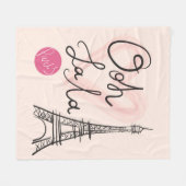 Handgezeichneter Eiffelturm Fleecedecke (Vorderseite (Horizontal))