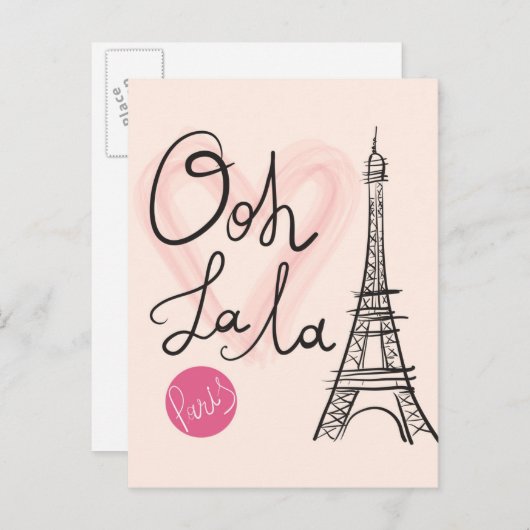 Handgezeichneter Eiffelturm Postkarte (Vorne/Hinten)