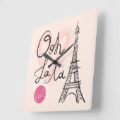 Handgezeichneter Eiffelturm Quadratische Wanduhr (Winkel)