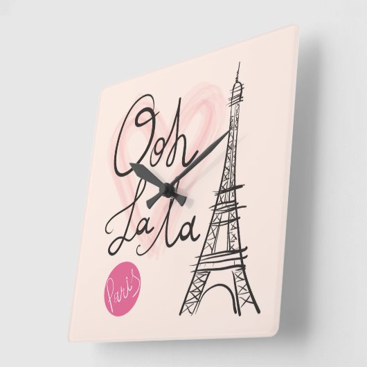 Handgezeichneter Eiffelturm Quadratische Wanduhr (Winkel)