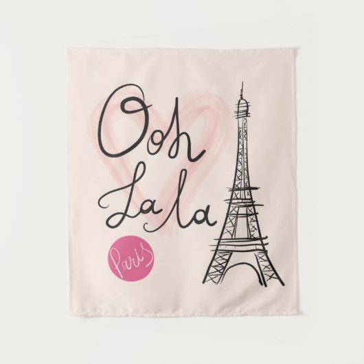 Handgezeichneter Eiffelturm Wandteppich (Vorderseite)