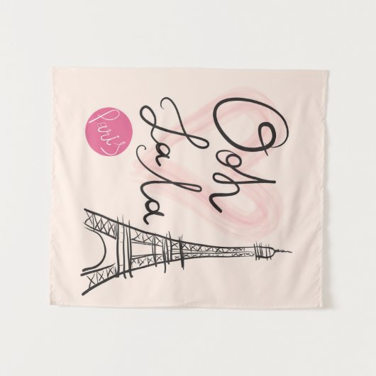 Handgezeichneter Eiffelturm Wandteppich (Vorderseite (Horizontal))