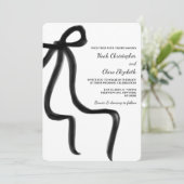 Handgezeichneter eleganter Schwarzer Bow - Moderne Einladung (Stehend Vorderseite)