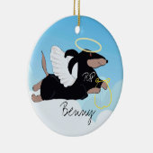 Handgezeichneter Engel in liebevoller Dackel Keramik Ornament (Rechts)