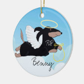 Handgezeichneter Engel in liebevoller Dackel Keramik Ornament (Links)