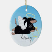 Handgezeichneter Engel in liebevoller Dackel Keramik Ornament (Rechts)