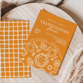 Handgezeichneter Erntedank Abendessen Doodle Einla Einladung