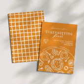 Handgezeichneter Erntedank Abendessen Doodle Einla Einladung