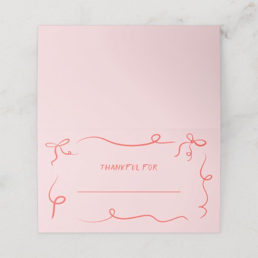 Handgezeichneter Erntedank Abendessen Platzkarte (Außenseite Aufgefaltet)