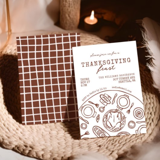 Handgezeichneter Erntedank Abendessen Scribble Ein Einladung