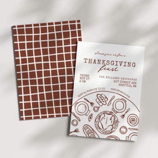 Handgezeichneter Erntedank Abendessen Scribble Ein Einladung