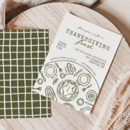 Handgezeichneter Erntedank Abendessen Scribble Ein Einladung