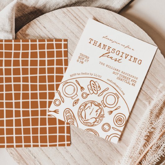 Handgezeichneter Erntedank Abendessen Scribble Ein Einladung