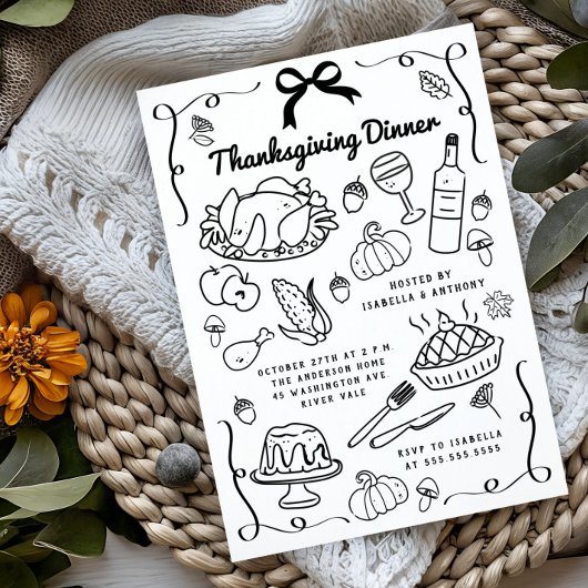 Handgezeichneter Erntedank Einladung