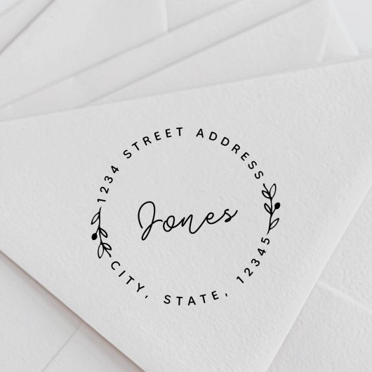 Handgezeichneter Familienname Runde Rücksendeadres Permastempel