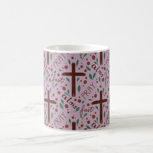 Handgezeichneter Fastenkreuz- und Rosen-Mug Kaffeetasse (Mittel)