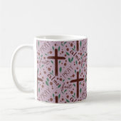 Handgezeichneter Fastenkreuz- und Rosen-Mug Kaffeetasse (Links)