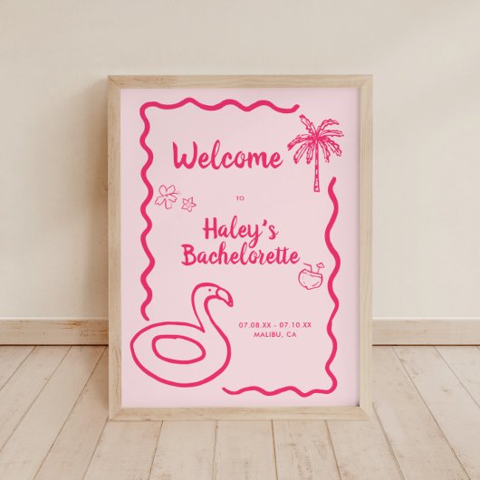 Handgezeichneter finaler Flamingle Bachelorette Wi Poster