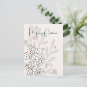 Handgezeichneter floraler Weihnachtsmistelzweig Postkarte (Stehend Vorderseite)