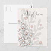Handgezeichneter floraler Weihnachtsmistelzweig Postkarte (Vorne/Hinten)