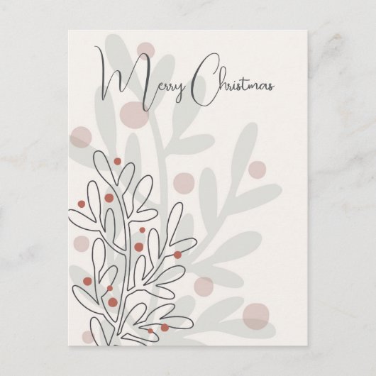 Handgezeichneter floraler Weihnachtsmistelzweig Postkarte (Vorderseite)
